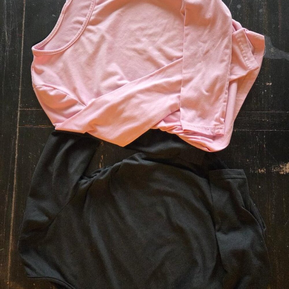 Girls Casual Pink and Black Shirts (Sold as a Pair)